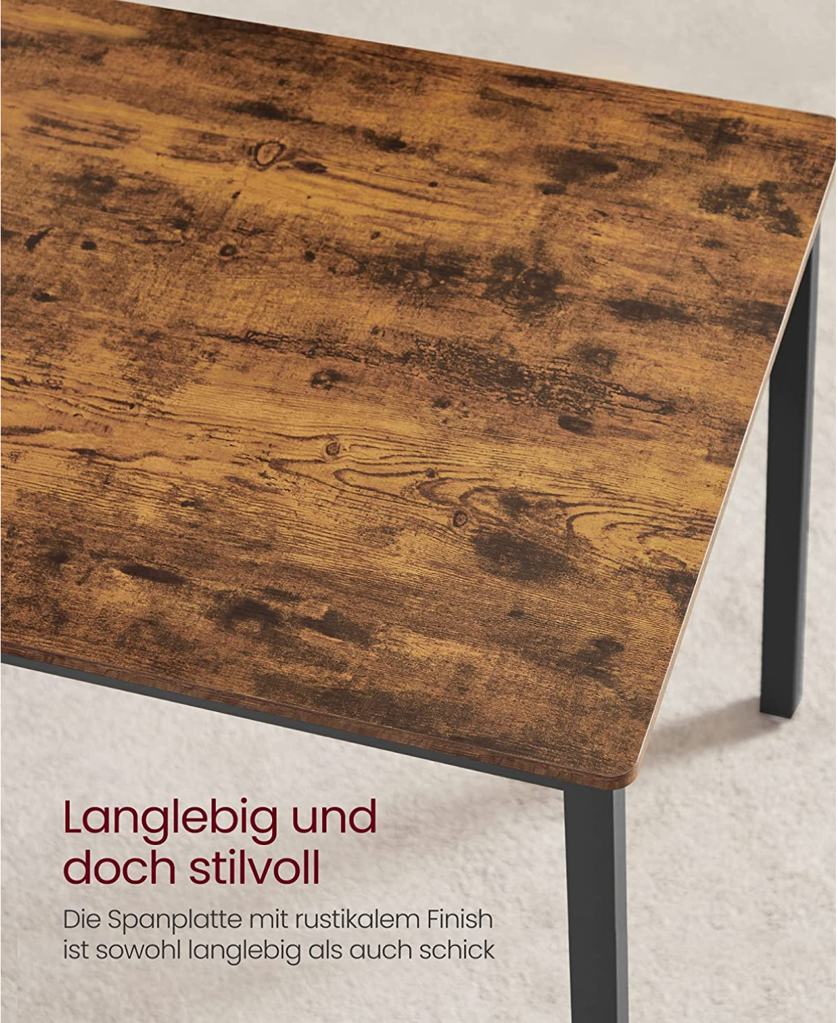 Esstisch, mit 2 Bänken, 3er-Set, Küchentisch, 70x110x75 cm, 2 Bänke je 30 x 97 x 50 cm, Stahlgestell, vintage, VASAGLE, 7