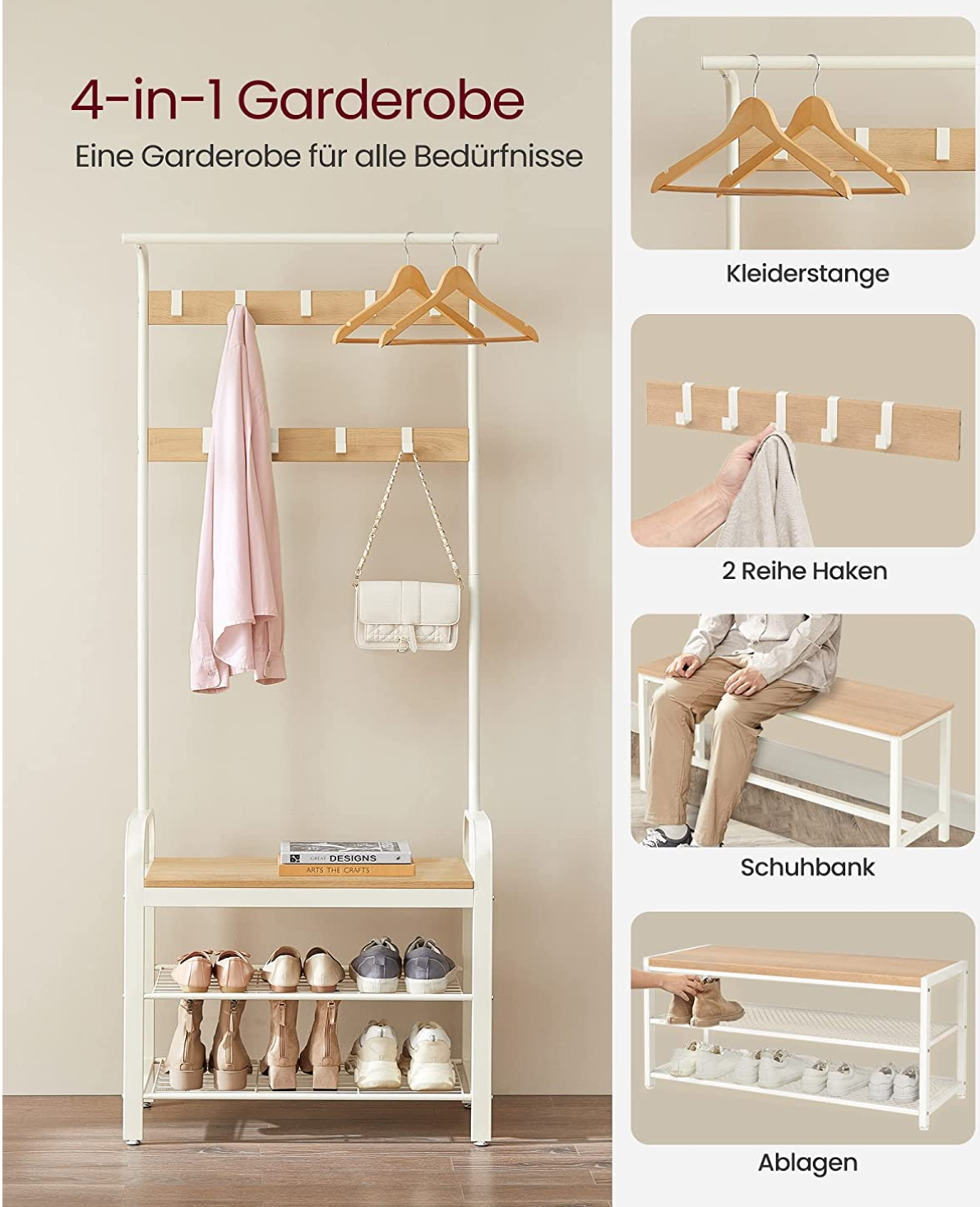 Garderobe mit Sitzbank holz, Garderobenständer weiß, garderoben höhe, Vasagle