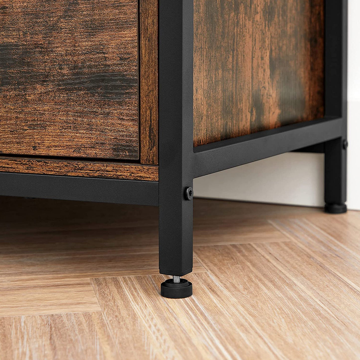 Vasagle - TV-Schrank, Lowboard für Fernseher bis zu 65 Zoll, Fernsehtisch mit 3 Schubladen, 40 x 147 x 50 cm, Industrie-Design, Stahlgestell