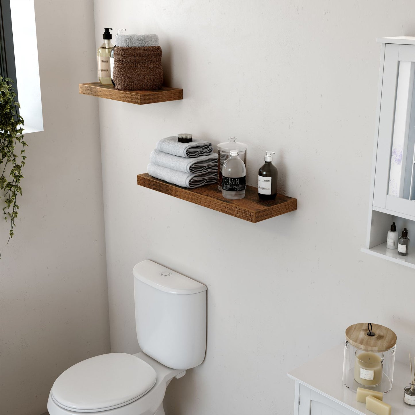 Vasagle - Wandregal, Wandboard 40 x 20 x 3,8 cm, Schweberegal Hängeregal Büroregal für Bilder, Deko, MDF Holz, rustikal, braun