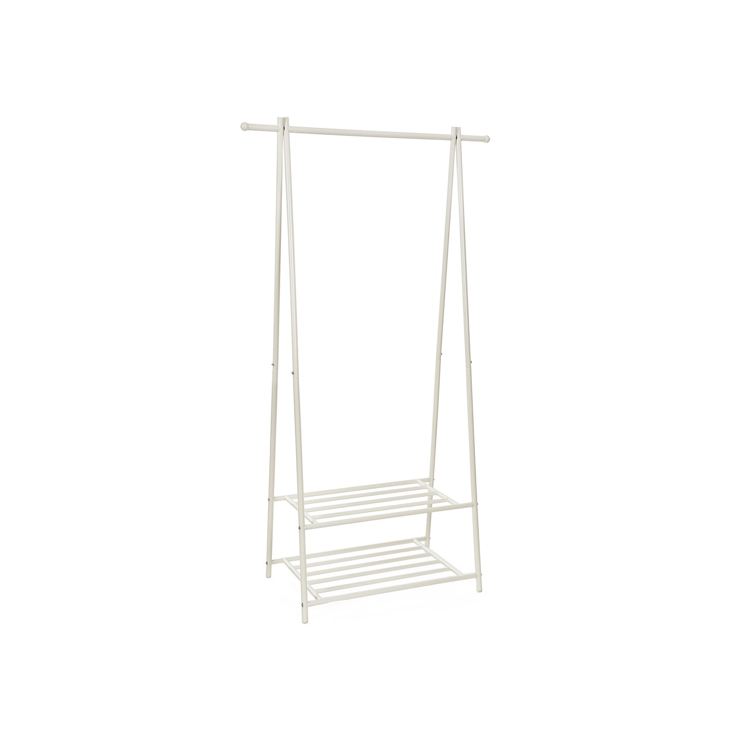 SONGMICS - Kleiderständer, Kleiderstange, 2 Ablagen für Schuhe und Boxen, Metallgestell, ideal für Schlafzimmer und Flur, weiß