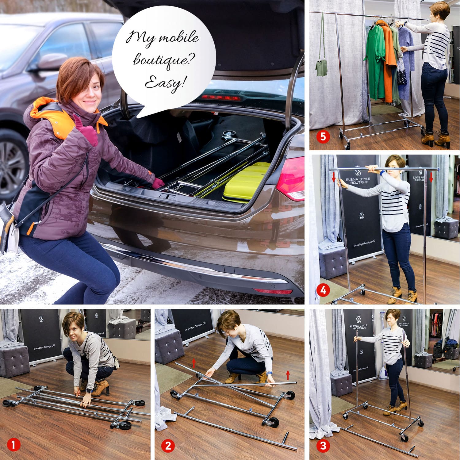 Kleiderständer, Kleiderständer Stabil, Kleiderständer Klappbar für Flohmarkt, Profi Kleiderständer