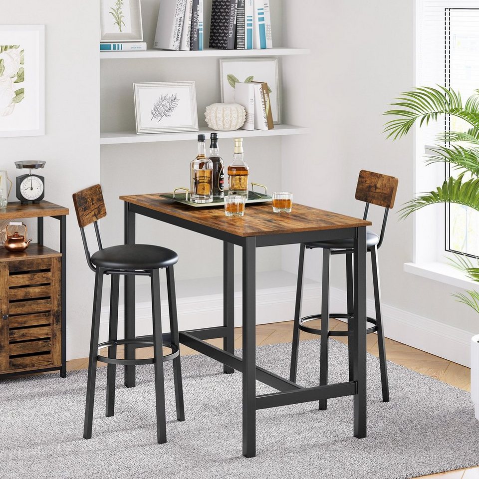 Bartisch Küche, Bartisch mit Stühlen, Bartisch mit 2 Stühlen set, Küchenbartisch mit Stühlen, küchentisch hoch mit stühlen
