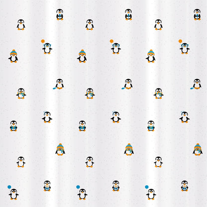 Duschvorhang, Duschvorhang Textil, Duschvorhang Modern, mit 12 Vorhangringen, Textil Polyester, Tatkraft Funny Penguins, 5