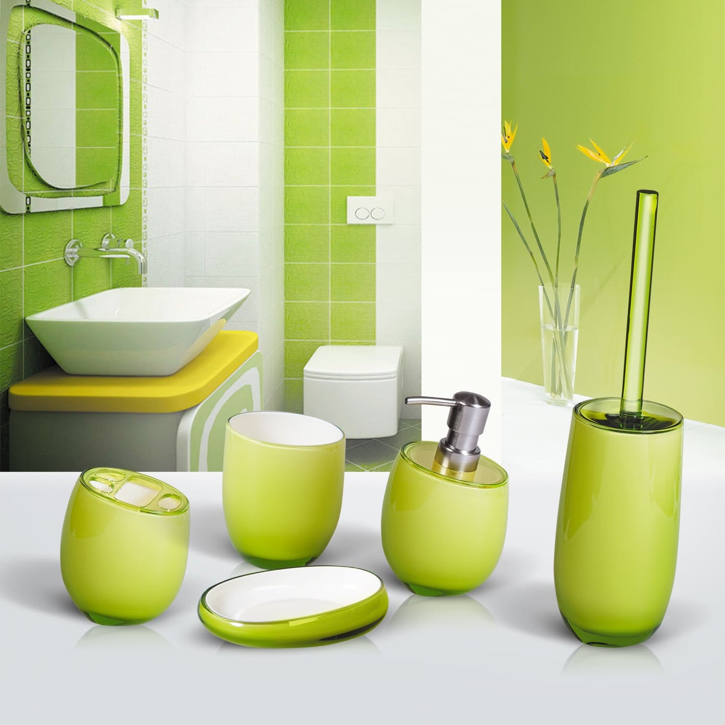Tatkraft Repose Green Toilettenbürstenhalter aus Mehrschichtiges Acryl