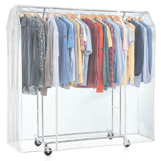 Tatkraft Safe - Kleiderständer Abdeckung, Große Maße 169×90×170 cm, Schutzhülle für Kleiderständer, 2 Reissverschlüsse, Staubschutz, Transparent