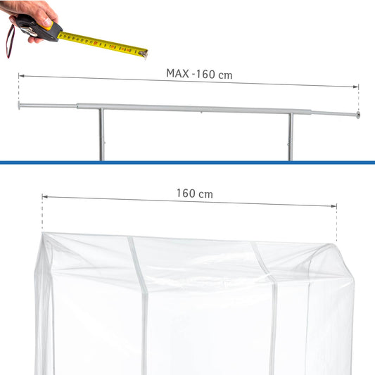 Kleiderständer Abdeckung, Schutzhülle für fahrbaren Kleiderständer, 2 Reissverschlüsse, Staubschutz, Transparent, Tatkraft Defender, 1