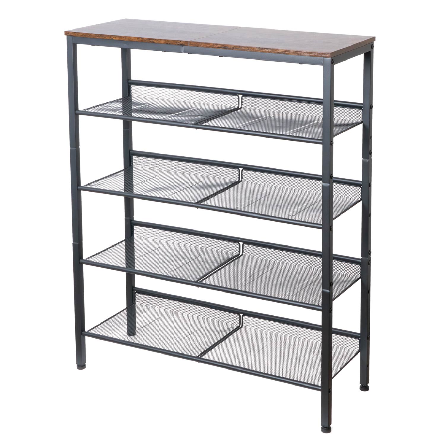Schuhregal, 5-stöckiges, mit 4 verstellbar Gitterablage, Schuhregal Schmal, 75 x 28 x 93 cm, Schuhregal Metall, Tatkraft Otto, 6