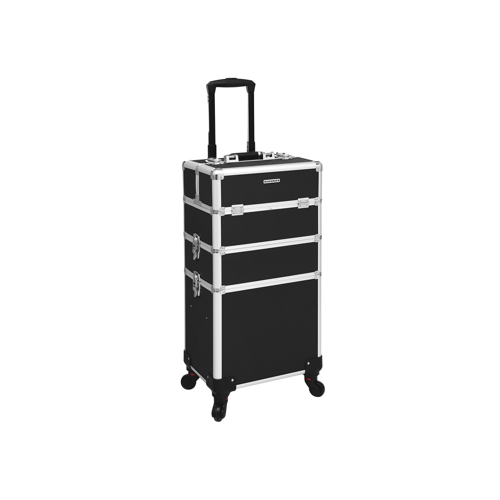 Kosmetikkoffer, Trolley, 3-in-1, Beautycase, Schminkkoffer, groß, Friseurkoffer, abschließbar, schwarz, SONGMICS, 6