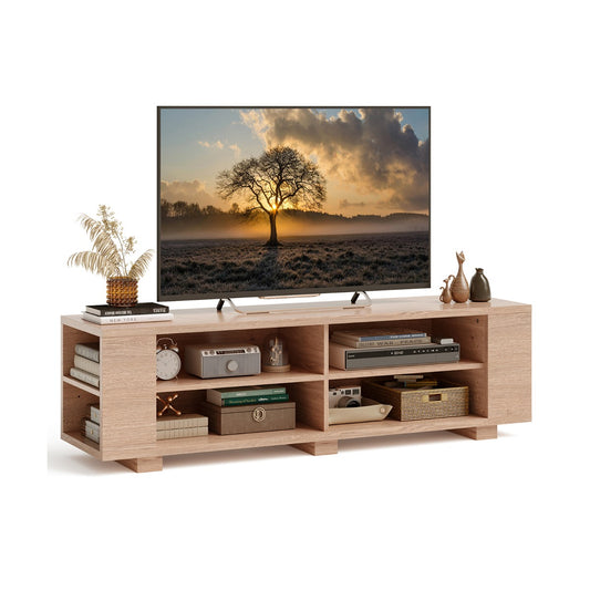 TV Schrank, TV-Ständer für Fernseher, bis zu 65 Zoll 3-stufige Medienkonsole mit 4 offenen Fächern, Costway, 1