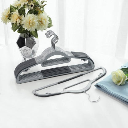Kleiderbügel 30er Set, Hosenbügel, 42cm, Garderobenbügel, Platzsparend, aus Kunststoff, Grau, SONGMICS, 3