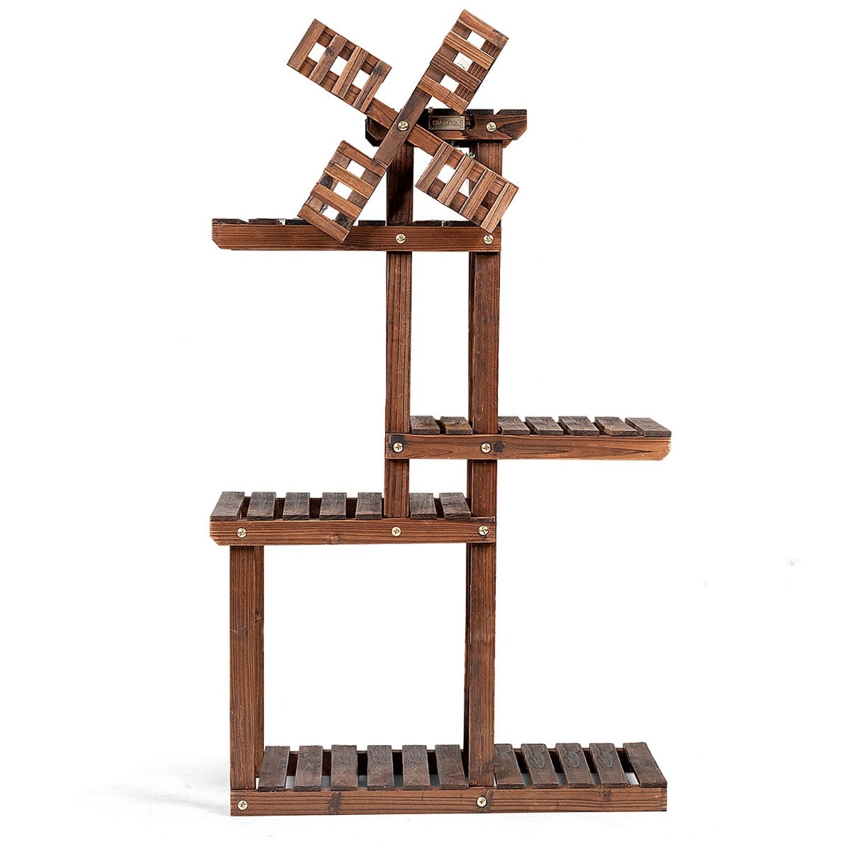 Blumenständer, Pflanzenregal, Pflanzenregal Schmal, 5-stufiges Pflanzenregal, Blumenregal mit Windmühle, Costway, 6