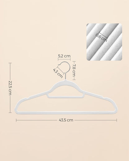 Kleiderbügel, 50er Set, Hosenbügel, 43,5cm, Kleiderbügel platzsparend, mit Stange für Krawatten, Roségold-Weiß, SONGMICS, 8
