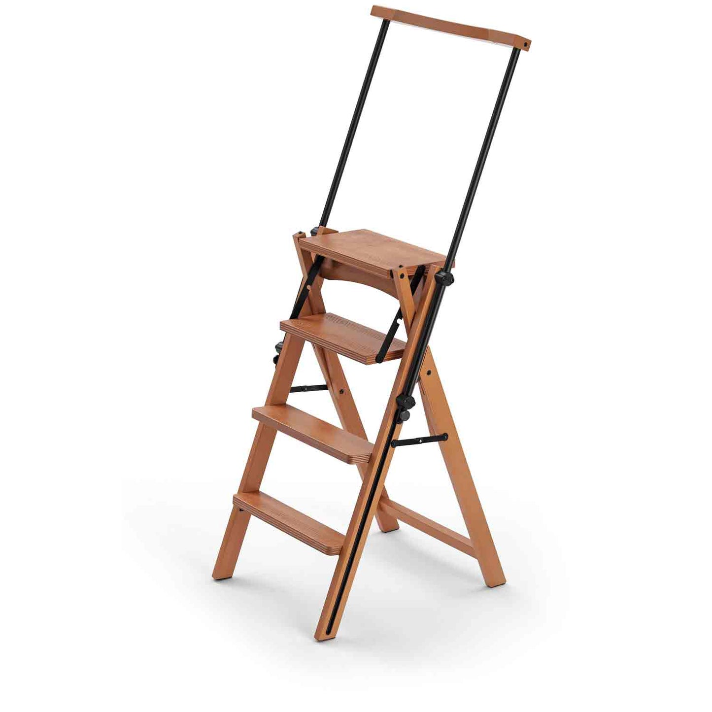 ELETTA - Leiter, Trittleiter, Trittleiter 4 stufen, umwandelbarer Stuhl, mit Sicherheitssystem, kirschfarben, 1