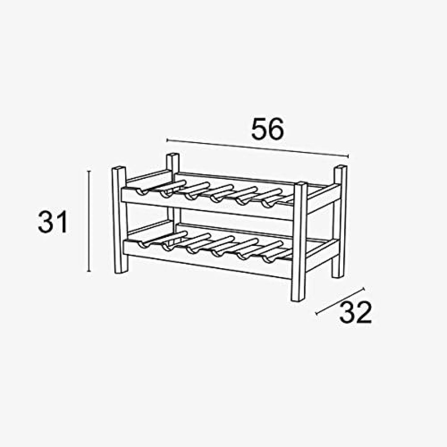 Weinregal Holz, Flaschenregal, Weinregal, aus massiver Buche, 12 Plätze, stapelbar von 1 bis 6 - Farbe Kirsche, ARIT BIRELLONE, 5