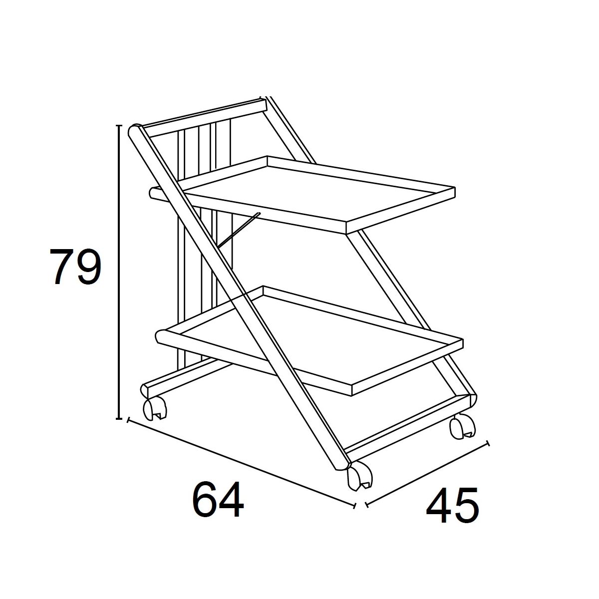 Servierwagen Klappbar, servierwagen, Küchenwagen, 2 Ablagen aus kratzfestem Laminat und Struktur aus massivem Buchenholz, Farbe Weiß, ARIT SIMPATY, 4