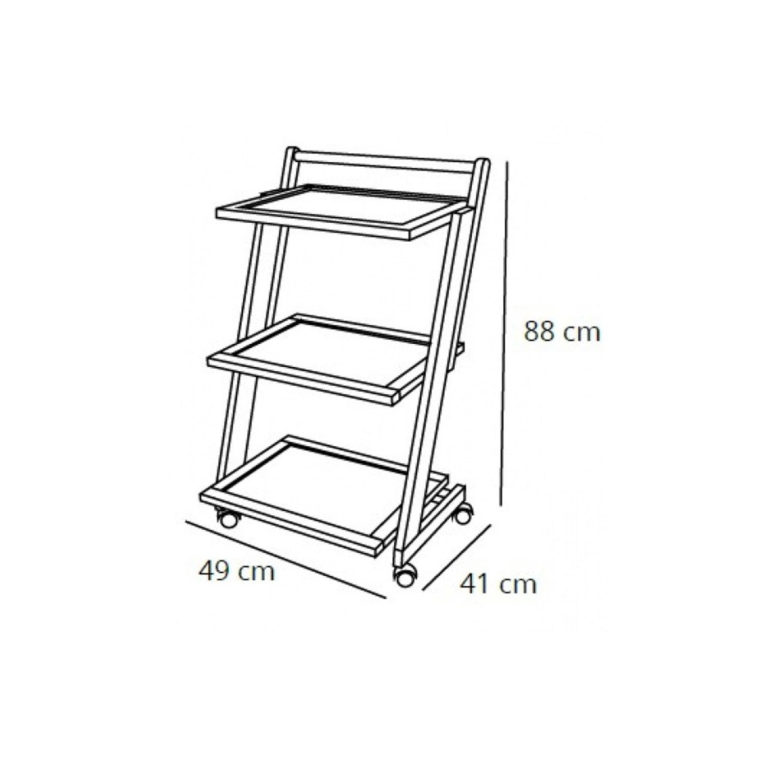 Servierwagen, Küchenwagen, Rollwagen Küche, 3 Ablagen aus kratzfestem Laminat und Struktur aus massivem Buchenholz, Farbe Kirsche-Weiß, ARIT  ZORDAN, 6