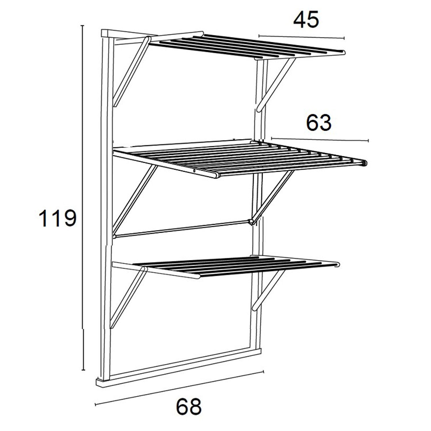 Wäscheständer wand, Trockengestell für die Wand KARIM, 15 Meter Wäscheleine, einfach an der Wand zu befestigen, Weiß, 5