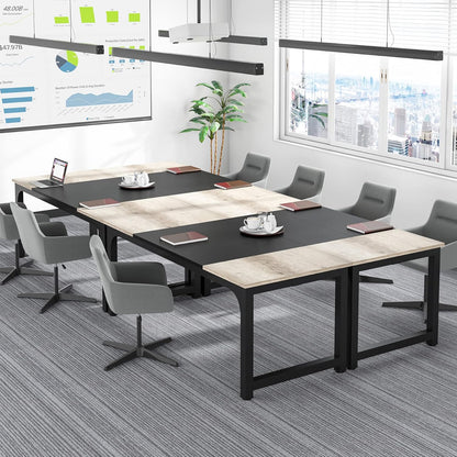 Schreibtisch, 180 x 80 x 75 cm Computertisch, PC Tisch, Bürotisch, für Home Office, Konferenztisch, Vintage-Grau Schwarz, Tribesigns, 5
