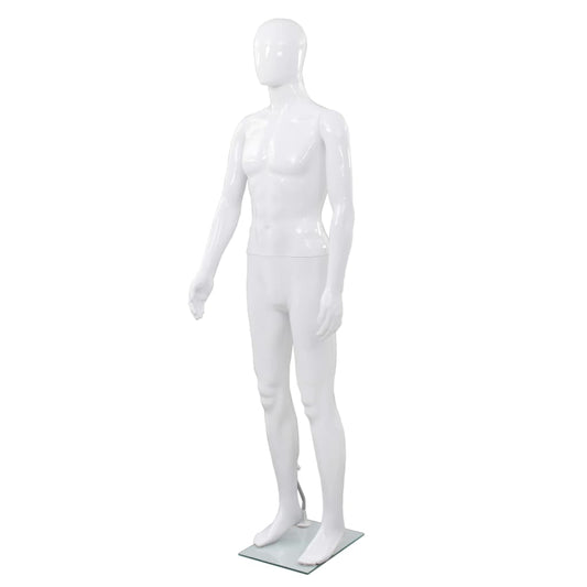 Männliche Schaufensterpuppe mit Glassockel Weiß 185 cm, vidaXL, 1