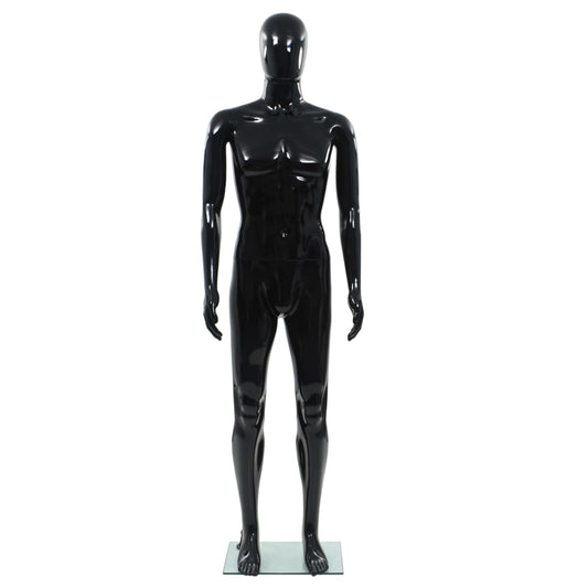 Männliche Schaufensterpuppe mit Glassockel Schwarz 185 cm, vidaXL, 2