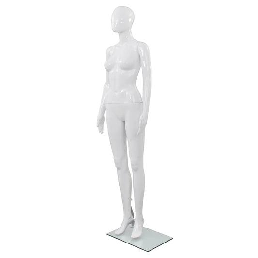 Weibliche Schaufensterpuppe mit Glassockel Weiß 175 cm, vidaXL, 1