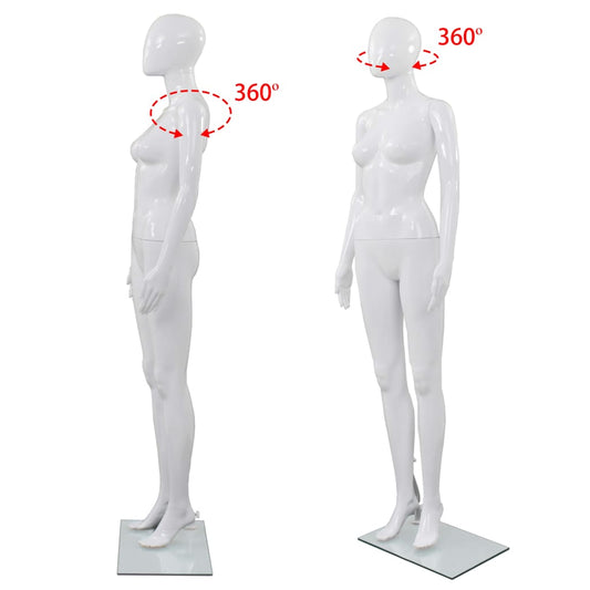 Weibliche Schaufensterpuppe mit Glassockel Weiß 175 cm, vidaXL, 5