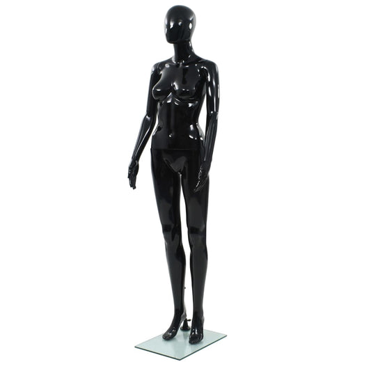 Weibliche Schaufensterpuppe mit Glassockel Schwarz 175 cm, vidaXL, 1