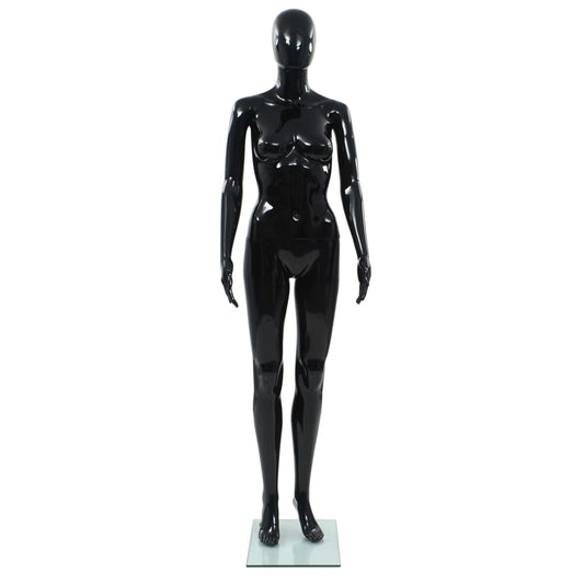 Weibliche Schaufensterpuppe mit Glassockel Schwarz 175 cm, vidaXL, 2