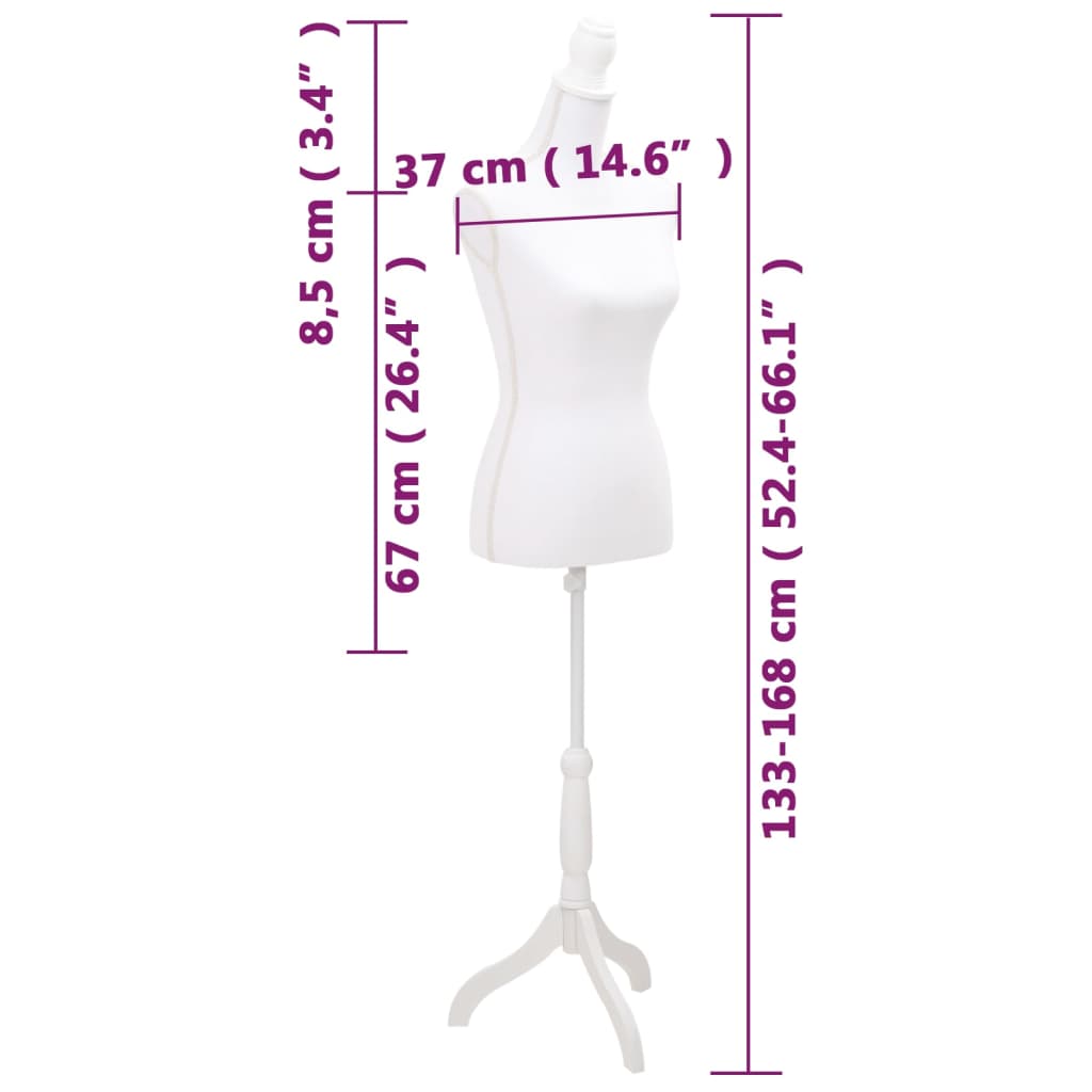 Damenbüste Schneiderpuppe Torso Weiß, vidaXL, 7