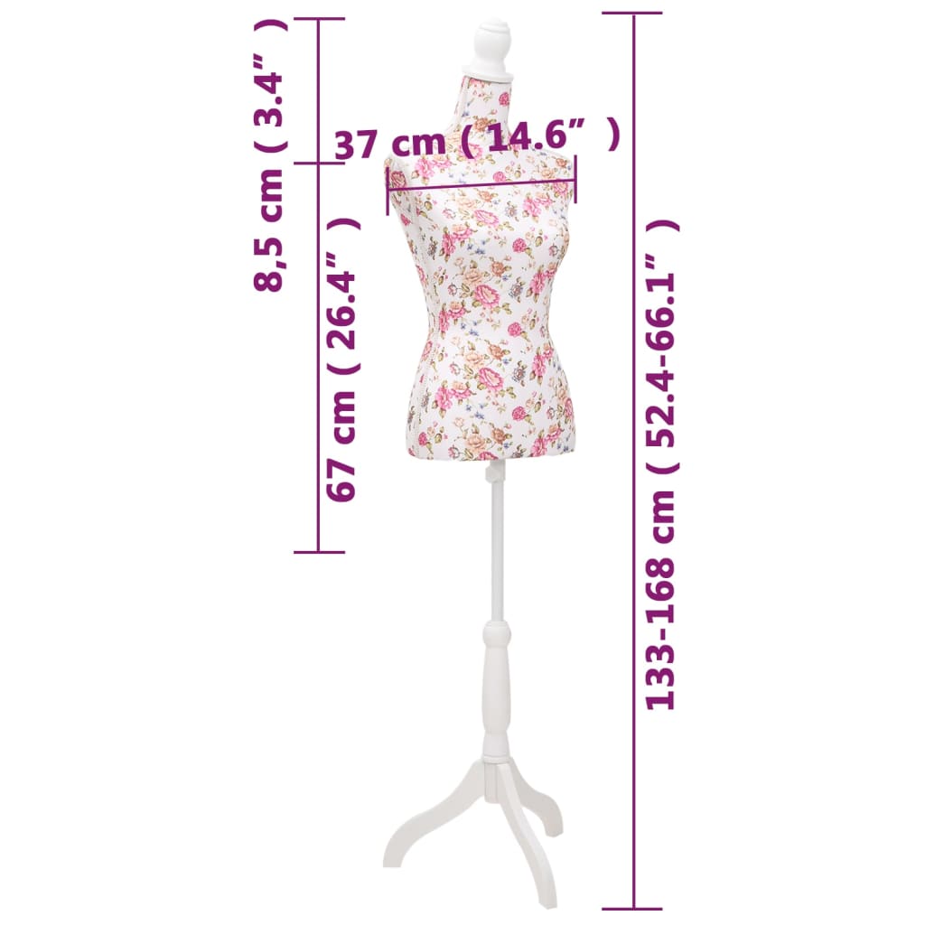 Damenbüste Schneiderpuppe Büste Torso Mannequin Baumwolle Weiß Rose, vidaXL, 7
