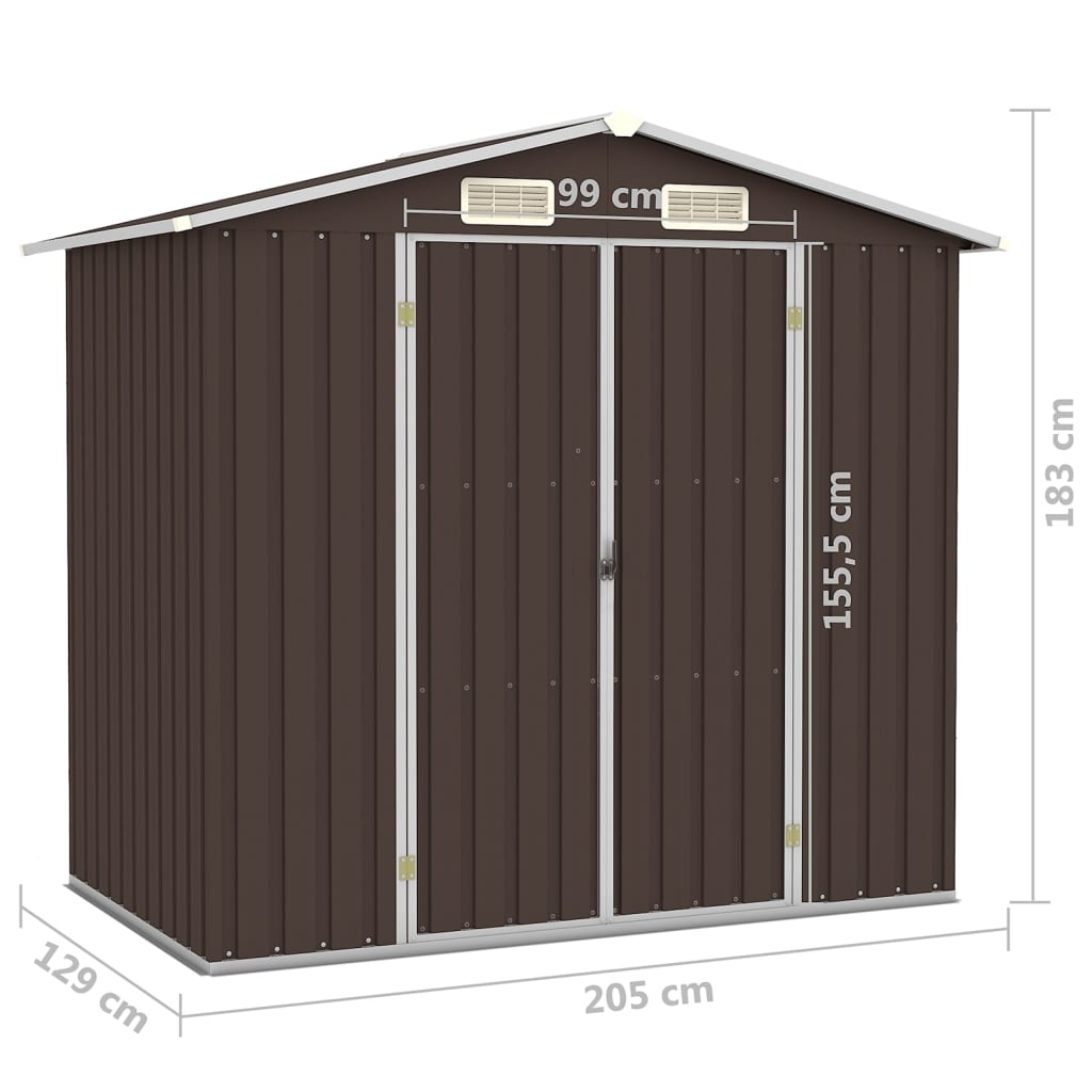 Geräteschuppen, Gartenschrank Wetterfest, Gerätehaus metall, Outdoor schrank, Verzinkter Stahl, Braun, vidaXL, 6