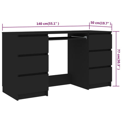 vidaXL - Schreibtisch Schwarz 140x50x77 cm Holzwerkstoff