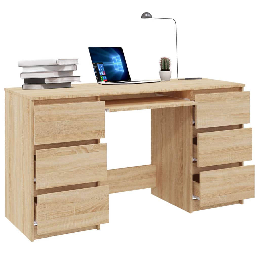 vidaXL - Schreibtisch Sonoma-Eiche 140x50x77 cm Holzwerkstoff