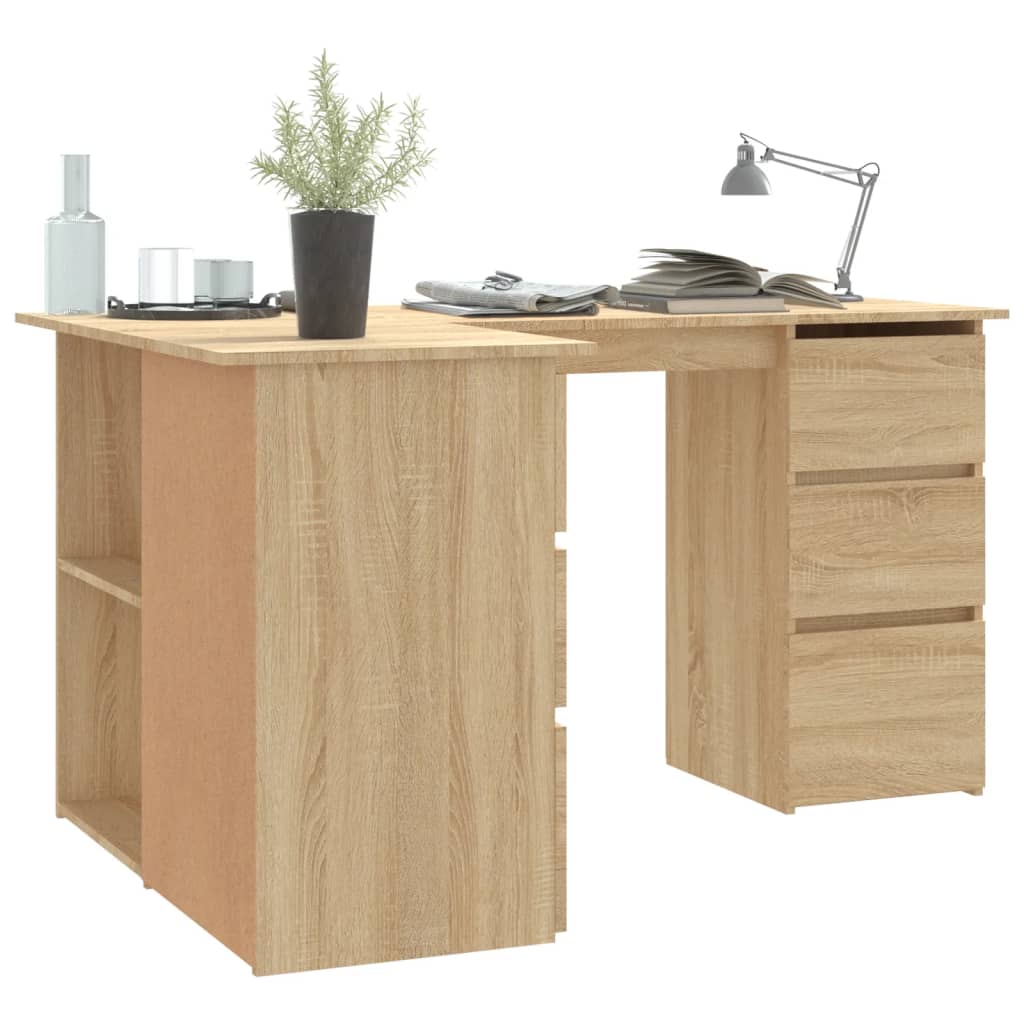 vidaXL - Eckschreibtisch Sonoma-Eiche 145x100x76 cm Holzwerkstoff