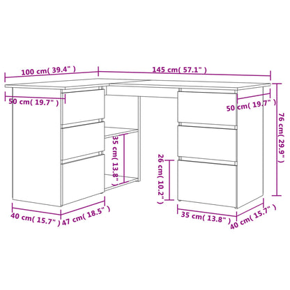 vidaXL - Eckschreibtisch Sonoma-Eiche 145x100x76 cm Holzwerkstoff