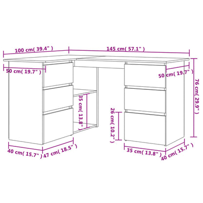 vidaXL - Eckschreibtisch Hochglanz-Weiß 145x100x76 cm Holzwerkstoff