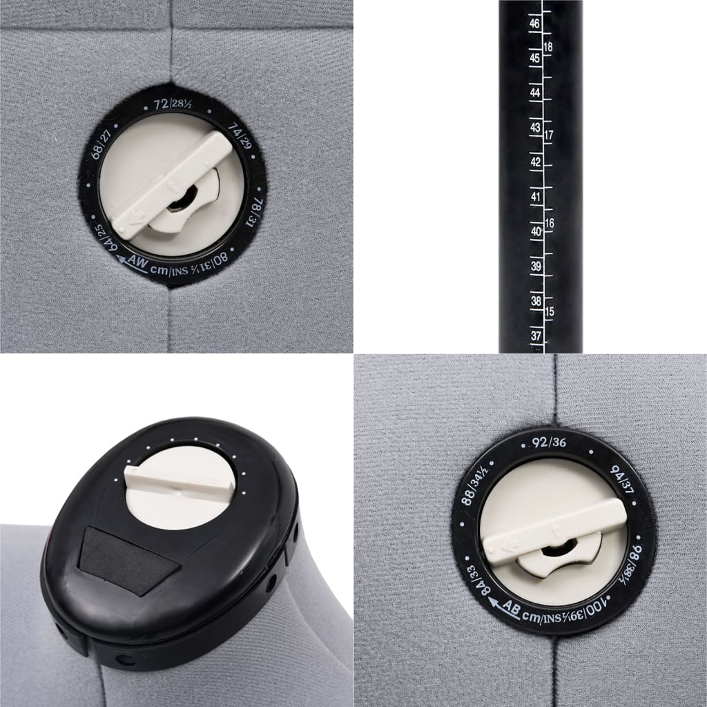 Schneiderpuppe Verstellbar Weiblich Grau S Größe 33-40, vidaXL, 7