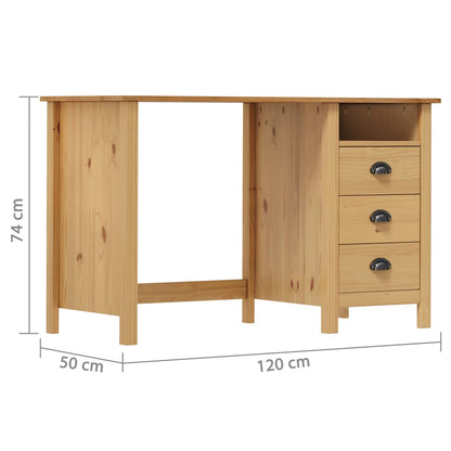 vidaXL - Schreibtisch Hill mit 3 Schubladen 120×50×74 cm Kiefernholz