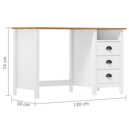 vidaXL - Schreibtisch Hill mit 3 Schubladen 120x50x74 cm Kiefernholz