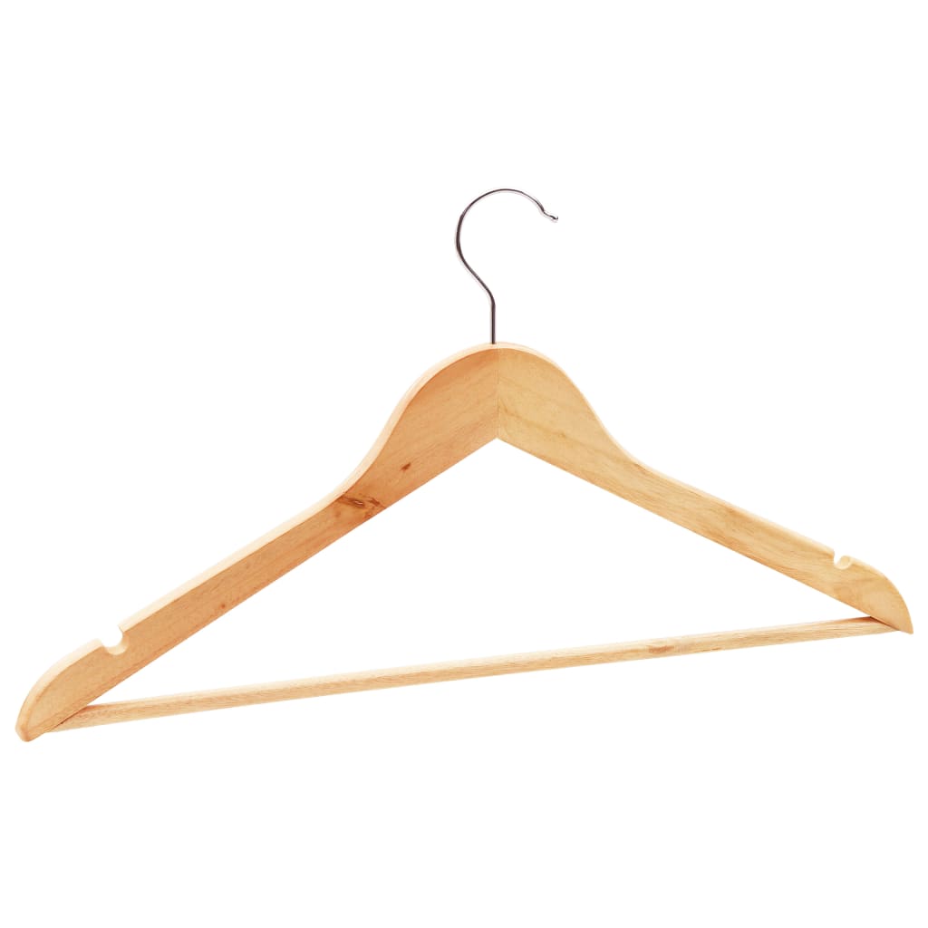 Kleiderbügel Holz, Set 100 Stk. Hosen Kleiderbügel, mit Hosenstange, Kleiderbügel, Rutschfest, drehbarer Haken, Natürliche farbe, Hartholz, vidaXL, 3