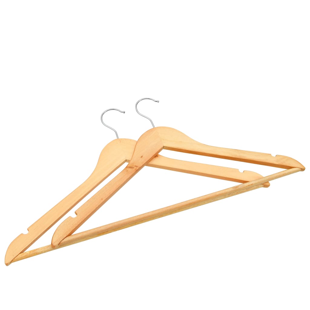 Kleiderbügel Holz, Set 100 Stk. Hosen Kleiderbügel, mit Hosenstange, Kleiderbügel, Rutschfest, drehbarer Haken, Natürliche farbe, Hartholz, vidaXL, 4