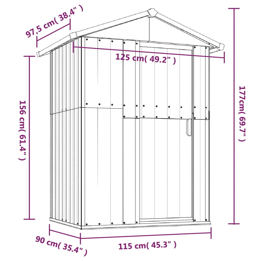 Geräteschuppen, Gerätehaus, Gartenschrank Wetterfest, Gerätehaus metall, Outdoor schrank, Verzinkter Stahl, vidaXL, 7