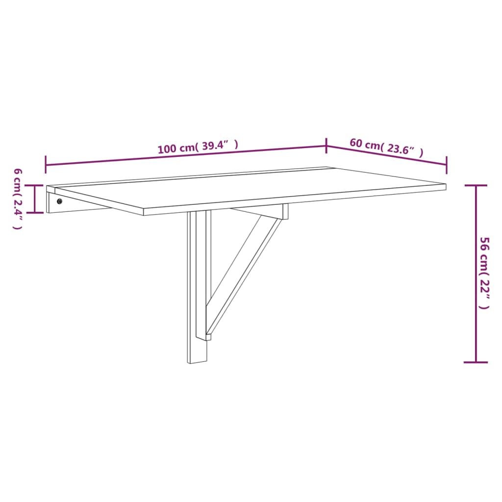 vidaXL - Wand-Klapptisch Schwarz 100x60x56 cm Holzwerkstoff