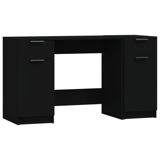 vidaXL - Schreibtisch mit Beistellschrank Schwarz Holzwerkstoff