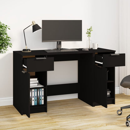 vidaXL - Schreibtisch mit Beistellschrank Schwarz Holzwerkstoff