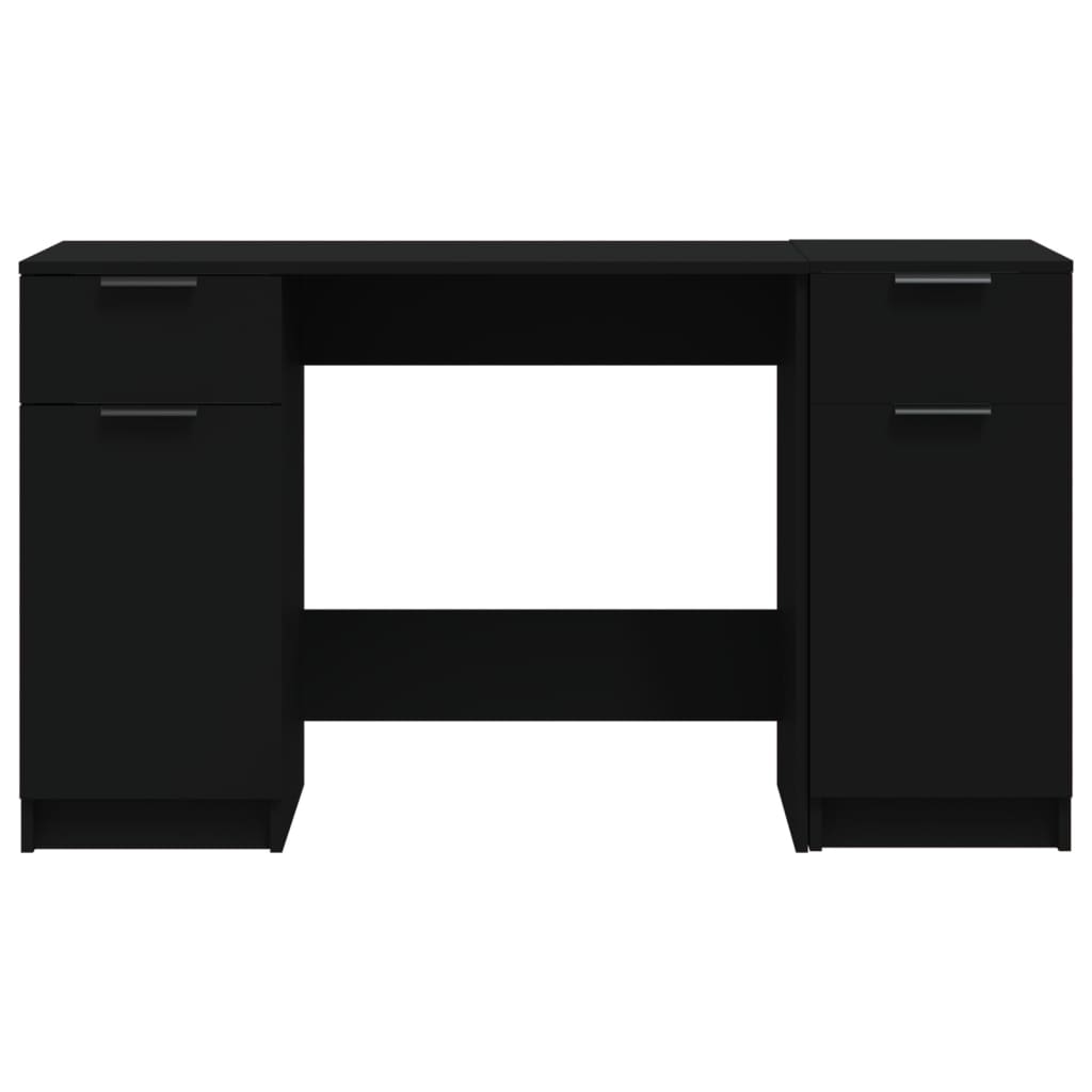 vidaXL - Schreibtisch mit Beistellschrank Schwarz Holzwerkstoff