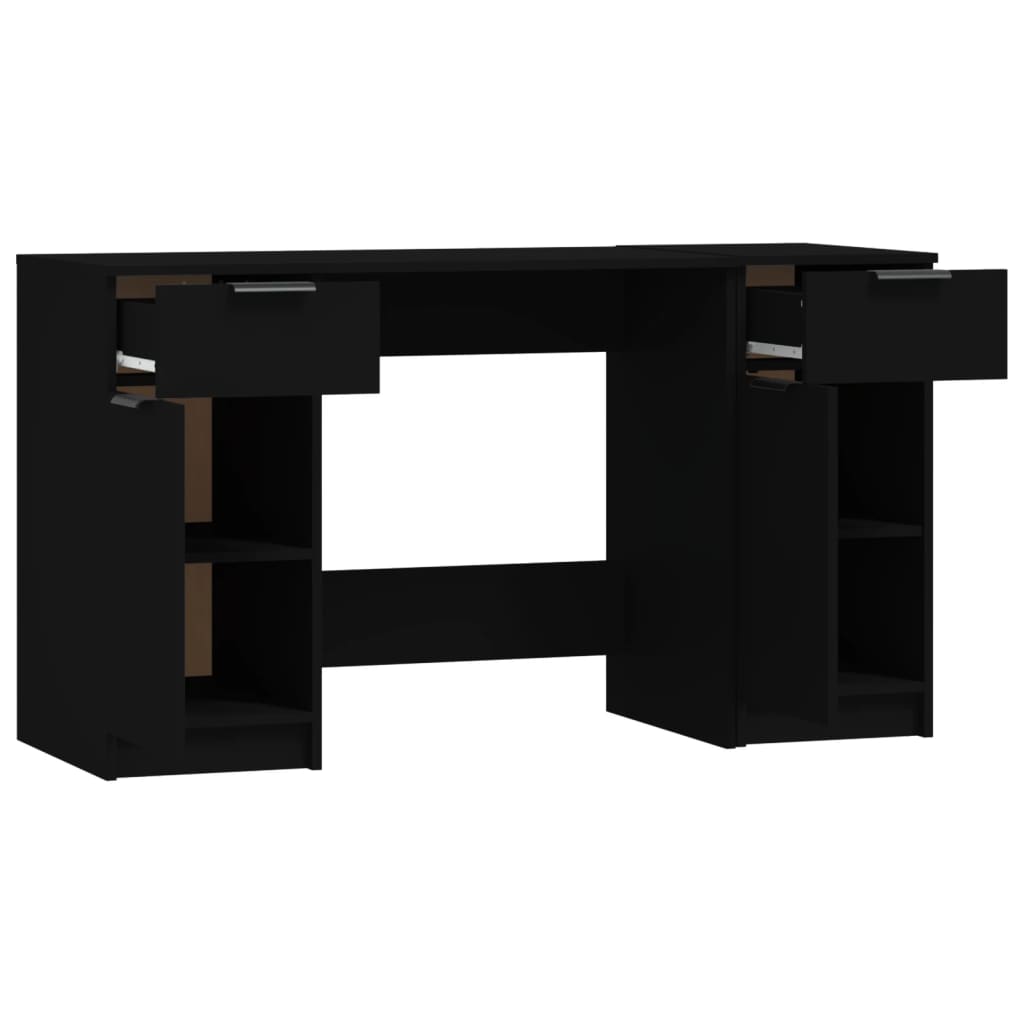 vidaXL - Schreibtisch mit Beistellschrank Schwarz Holzwerkstoff