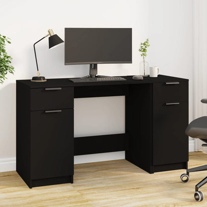vidaXL - Schreibtisch mit Beistellschrank Schwarz Holzwerkstoff