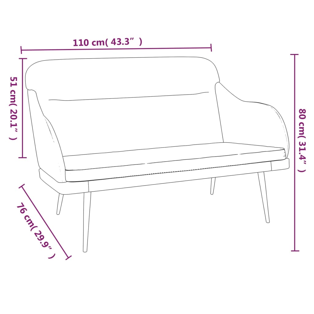 Sitzbank, und Rückenlehne, Bank zum Sitzen, Sitzbank Schwarz, 110x76x80 cm, Samt, vidaXL, 7